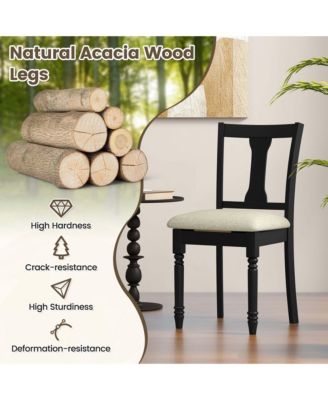 2 PCS Wood Chair Antique Upholstered Chair with Storage Space
