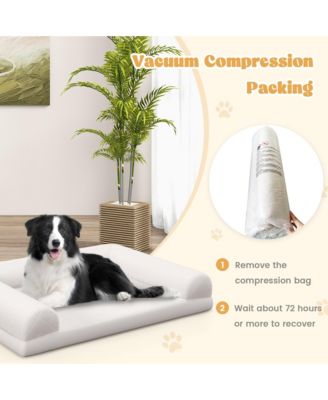 Orthopedic Dog Bed Medium Small Dogs with 3-Side Bolster Non-Slip Bottom Zippers