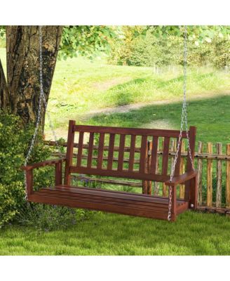 3-Person Wooden Outdoor Porch Swing Heavy Duty Patio Hanging Bench Chair