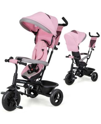 Toddler 4-in-1 Multifunctional Tricycle Trike with Removable Canopy & Push Handle