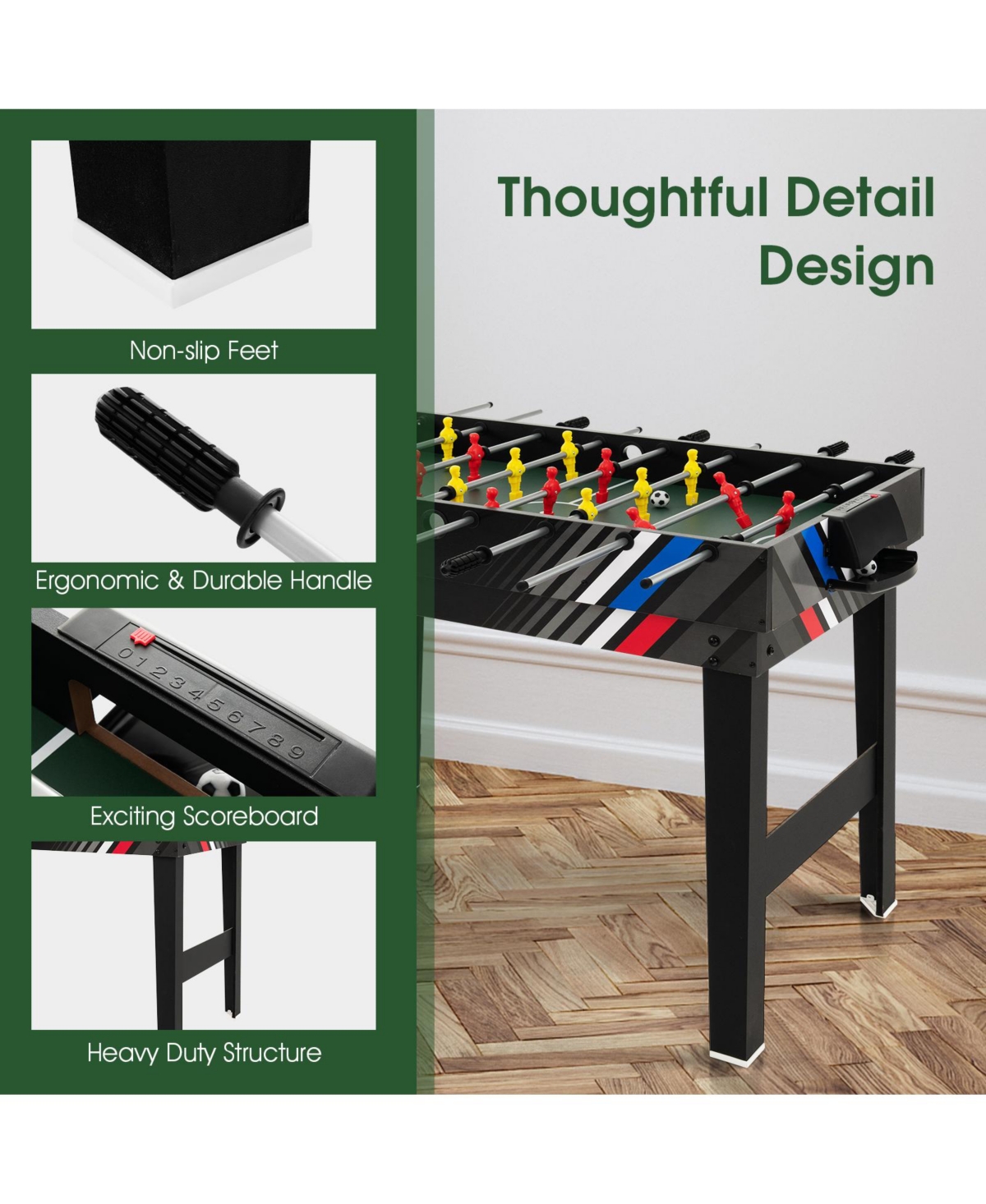 Costway 4-in-1 Combo Game Table 49" Foosball with Pool Billiards Air Hockey Table Tennis