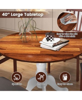 4-Person Dining Table Wooden Kitchen Table with Solid Rubber Wood Frame for Kitchen