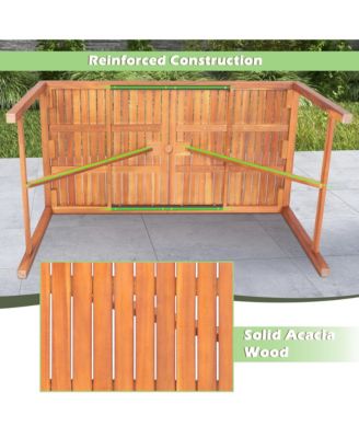 Patio Rectangular Acacia Wood Dining Table 4-6 Person Outdoor