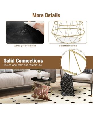 Round Side End Coffee Sofa Table Nightstand with Storage Space Removable Top