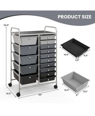 15 Drawer Rolling Storage Cart Tools Scrapbook Paper Office School Organizer