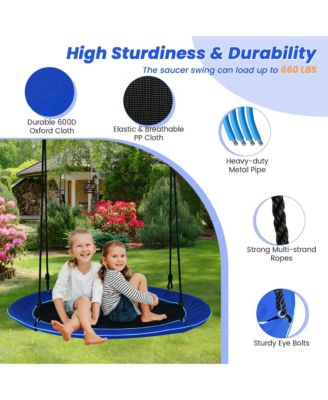 40" Saucer Tree Swing, 660 LBS Capacity, for Kids & Adults, Outdoor Use with LED Lights