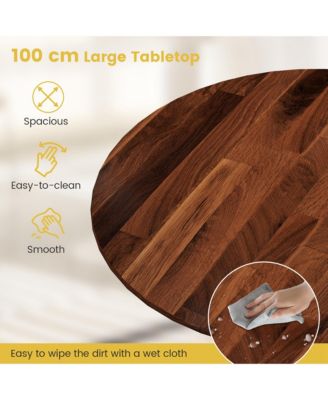 4-Person Dining Table Wooden Kitchen Table with Solid Rubber Wood Frame for Kitchen