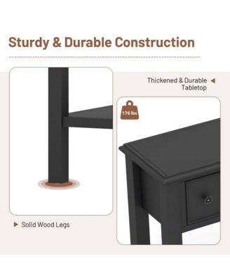 60'' Console Table Retro Entryway Sofa Table with 4 Drawers & Open Shelf