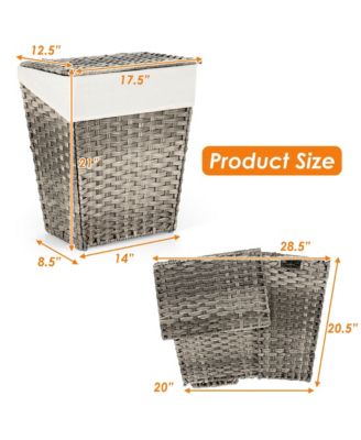 Handwoven Laundry Hamper Foldable w/Removable Liner, Lid & Handles