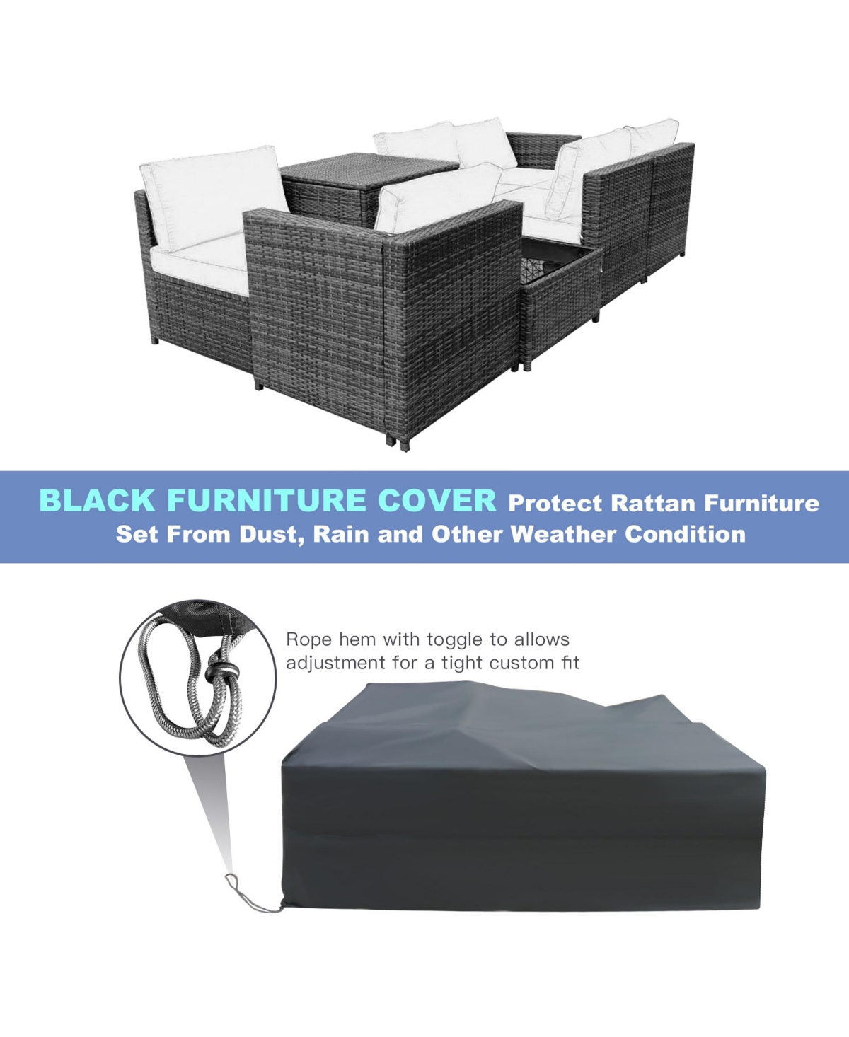 Gymax Set of Gray Rattan Wicker Sofa & Table Outdoor Cushioned Sectional Patio Furniture