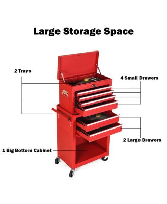 2 in 1 Rolling Cabinet Storage Chest Box Organizer