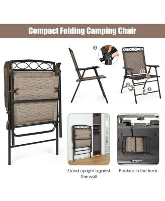 Set of 4 Patio Folding Chairs Sling Portable Dining Chair Set