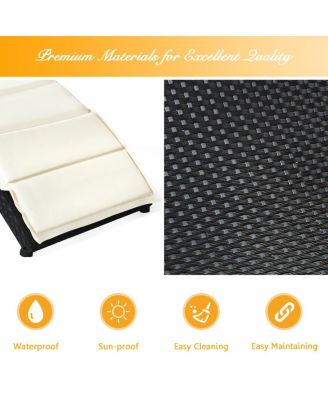 Folding Patio Rattan Lounge Chair Chaise Cushioned Portable Garden Lawn