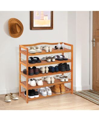 5-Tier Wood Shoe Rack Freestanding Large Shoe Storage Organizer Heavy-duty