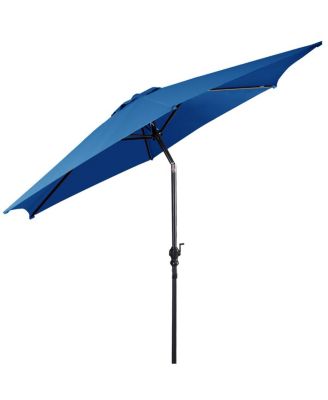 9FT Patio Umbrella Patio Market Steel Tilt W/ Crank Outdoor Yard Garden