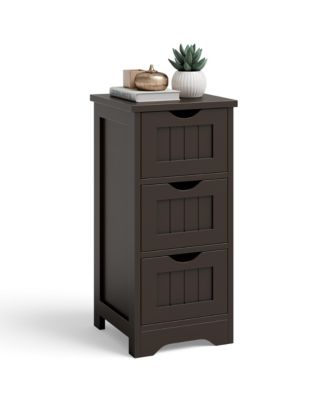 Bathroom Floor Cabinet Freestanding Storage Organizer w/ 3 Drawers