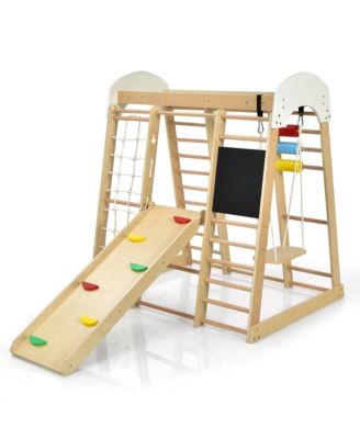 Indoor Playground Climbing Gym Kids Wooden 8 in 1 Climber Playset for Children