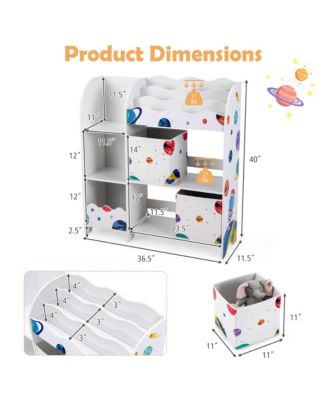 Kids Toy and Book Organizer Children Wooden Storage Cabinet