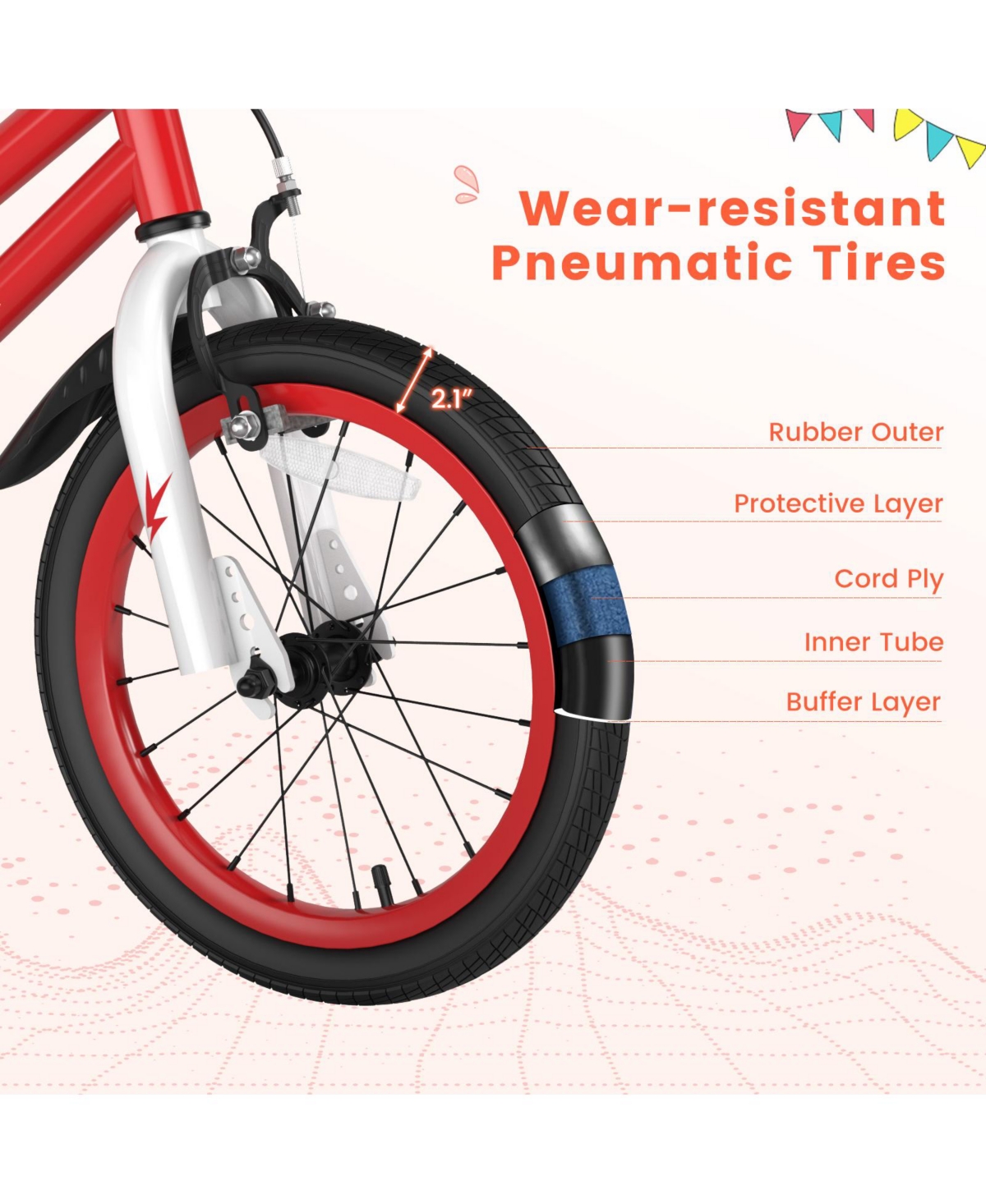 Costway 16'' Kid's Bike with Removable Training Wheels & Basket for 4-7 Years Old