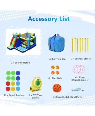 Inflatable Bounce House 8-in-1 Kids Inflatable Slide Bouncer (With 735W Blower)