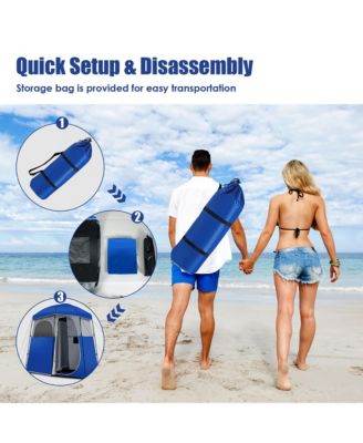 Double-Room Camping Shower Toilet Tent with Floor Oversize Portable Storage Bag