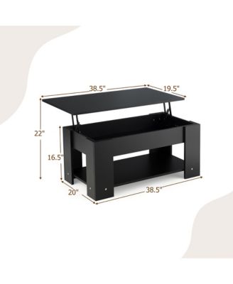 Lift Top Coffee Table Modern Accent Table w/Hidden Storage Compartment & Shelf