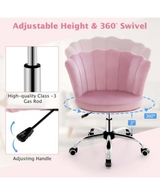 Velvet Petal Shell Office Chair Adjustable Swivel Accent Vanity Armchair