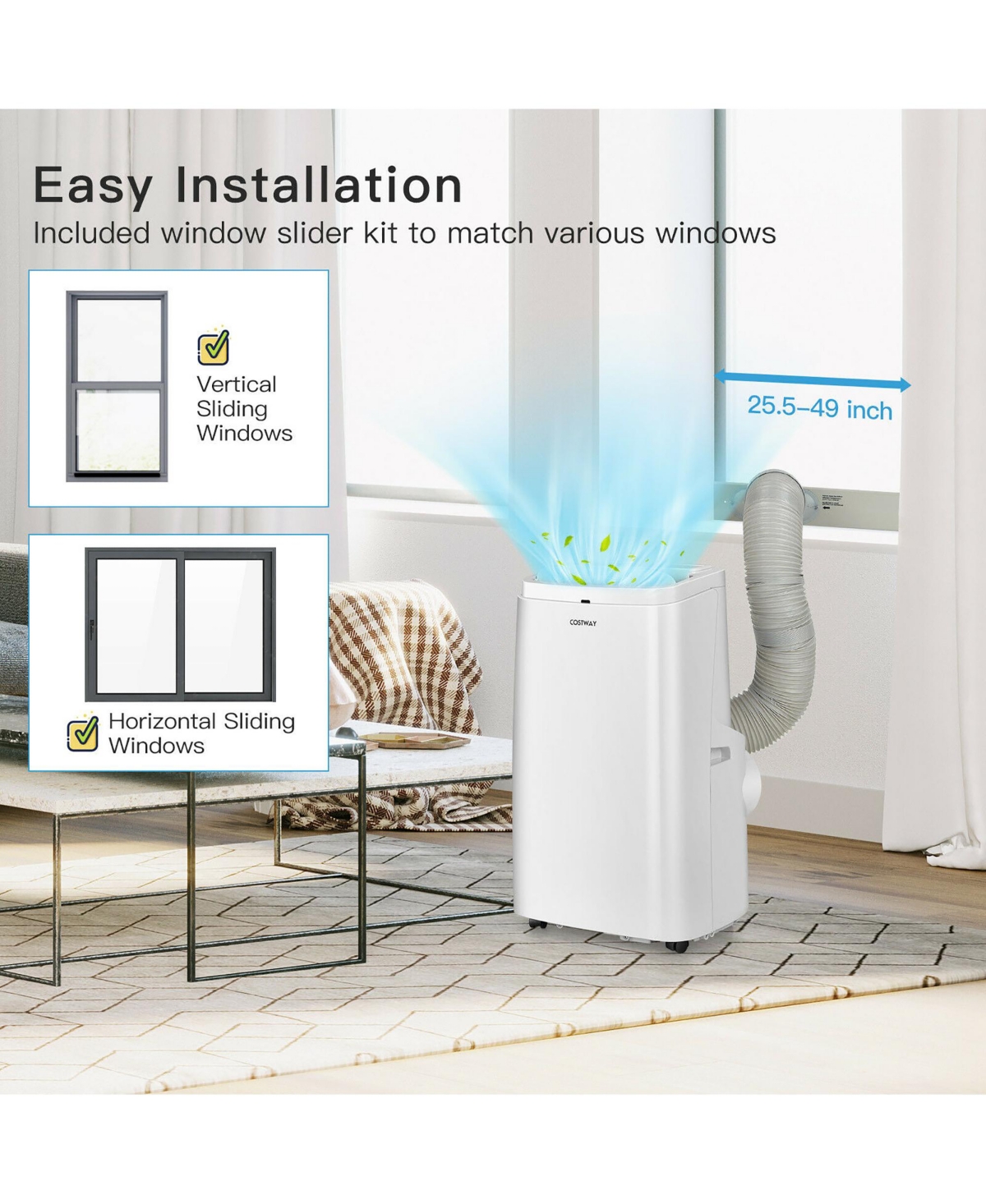 Costway 9000BTU Portable Air Conditioner 3-in-1 Air Cooler Fan Dehumidifier w/ Remote