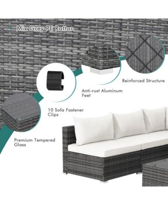 7PCS Patio Rattan Furniture Set Sectional Sofa Cushioned Garden