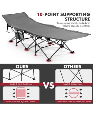 Folding Retractable Travel Camping Cot w/Removable Mattress & Carry Bag