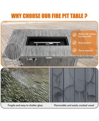 43-inch Propane Gas Fire Pit Table Wood-like Metal Fire Table