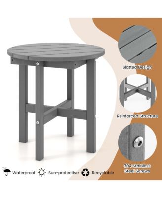Patio 18'' Adirondack Round Side Table All Weather HDPE End Table Outdoor