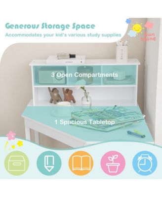 Kids Corner Desk & Chair Set Wooden Study Writing Workstation