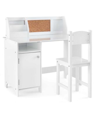Kids Desk and Chair Set Study Writing Workstation with Bookshelf &amp; Bulletin Board