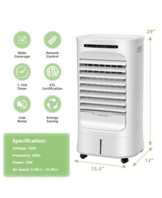 4-in-1 Functionality, 75W Energy-Efficient, Timer, 3 Modes & Speeds, 6.5L Water Tank  Portable Evaporative Air Cooler & Humidifier