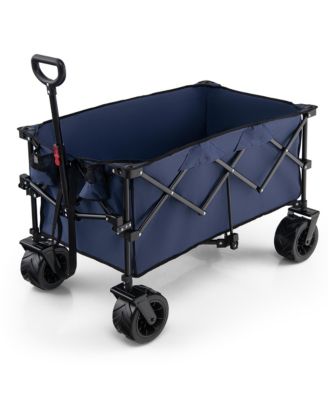 Folding Collapsible Wagon Utility Garden Cart w/ Wide Wheels Adjustable Handle