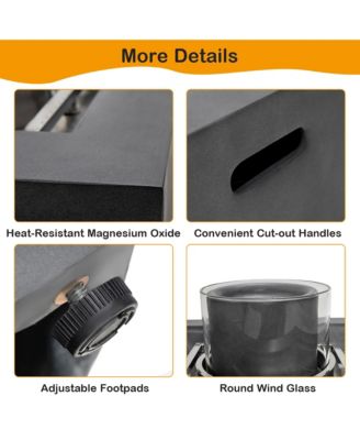 28'' Patio Fountain Fire Pit Table 50,000 BTU Square Propane Fire Pit