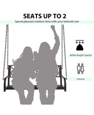 Outdoor 2-Person Metal Porch Swing Hanging Patio Bench 485 Lbs Capacity