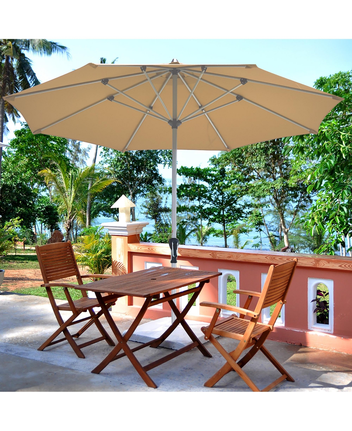 9' Patio Market Umbrella Table Aluminum Crank