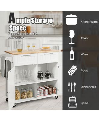 Rolling Kitchen Cart Island Heavy Duty Storage Trolley Cabinet