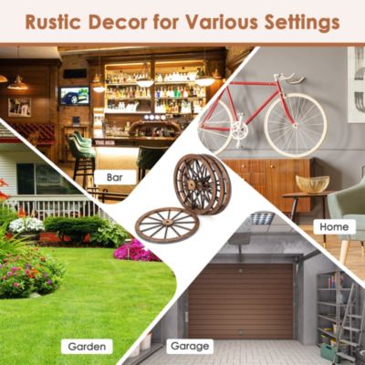 Decorative Vintage Wood Garden Wagon Wheel