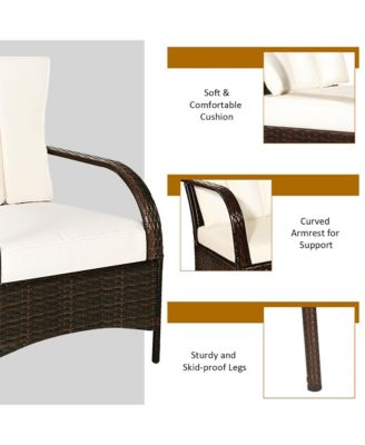 3 PCS Patio Rattan Furniture Set Coffee Table & 2 Rattan Chair