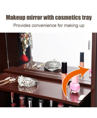 Wall Door Mounted Mirror Jewelry Cabinet Organizer