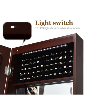 Wall Door Mounted Mirror Jewelry Cabinet Organizer