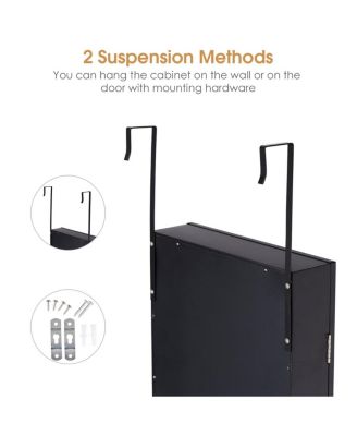 Wall Door Mounted Mirrored Jewelry Cabinet Storage Organizer