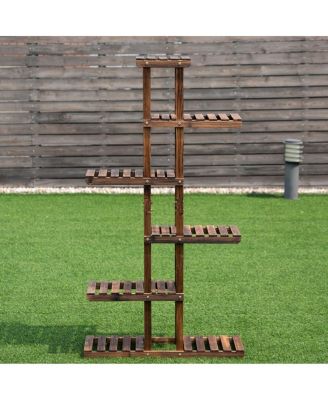 6 Tier 11 Pots Wooden Plant Flower Display Stand Wood Shelf