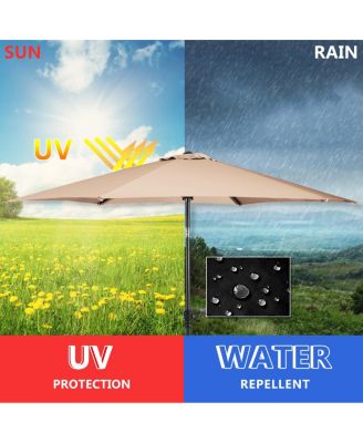 9FT Patio Umbrella Patio Market Steel Tilt W/ Crank Outdoor Yard Garden