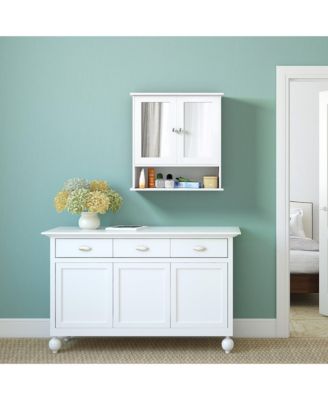  22''W x 5''D x 23''H. New Bathroom Wall Cabinet Double Mirror Door Cupboard Storage Medicine Cabinet Shelf