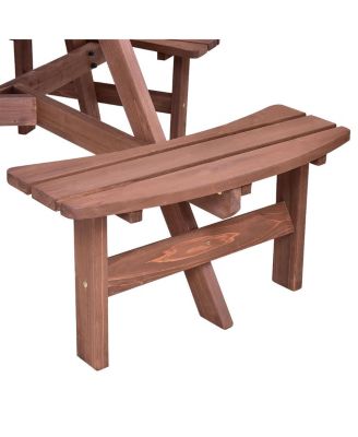 Patio 6 Person Outdoor Wood Picnic Table Beer Bench Set Pub Dining Seat Garden