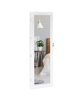 Wall Door Mounted Mirror Jewelry Cabinet Organizer
